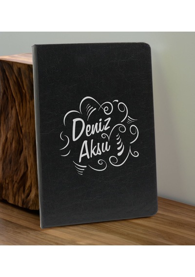 Bk Gift Kişiye Özel İsimli Siyah Defter Ve Gold Cam Matara Hediye Seti-4, Sevgiliye Hediye, Arkadaşa Hediye, Yeni İş Hediyesi