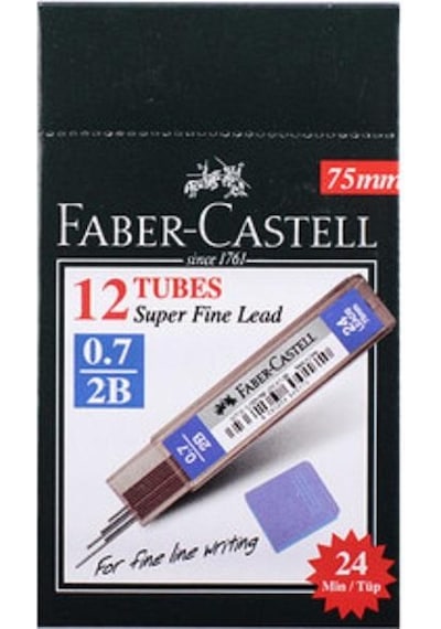 Faber Castell Süper Fine Lead 0.7 2B Kurşun Kalem Ucu 75 MM 12'li