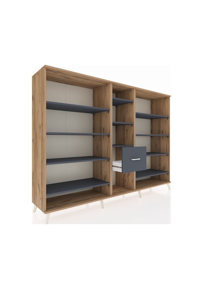 Hyperion Dolap 11 Raflı 3 Çekmeceli 220x44x163 Çam-antrasit Çam-antrasit Hyperion Dolap 11 Raflı 3 Çekmeceli 220x44x163 Çam-antrasit Çam-antrasit