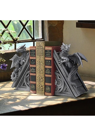 Gotik Kale Ejderhası Şeklinde Kitap Desteği, Ölçüler: 12,5 X 4 X 20,5 Cm