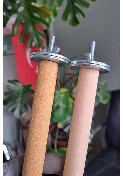 Vixpet Doğal Ahşap Papağan Tünek & Pedikür Kumlu Tünek – Ayak Bakımı ve Tüneme İçin | 35 cm - 18 mm