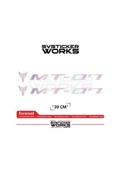 Yamaha Mt-07 Uyumlu Yazı Sticker Yüksek Kalite Özel Kesim Folyo 2'li Set Hologram