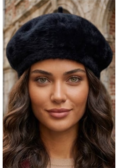 Tezzgelsin Kadın Peluş Kışlık Fransız Ressam Bere Siyah