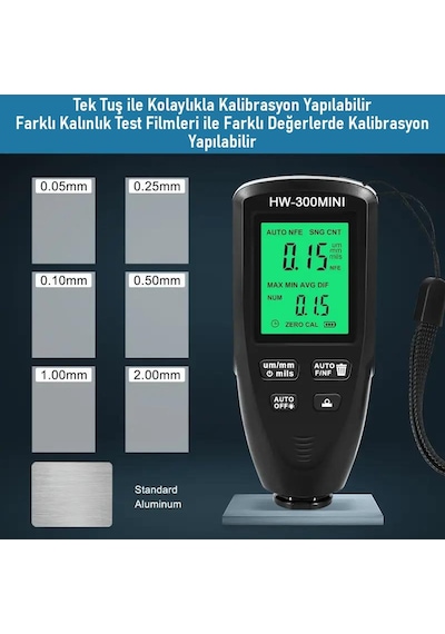 Valkyrie Hw-300mını Dijital Boya Kalınlığı Ölçüm Cihazı 0-2000µm Hassas Ölçer