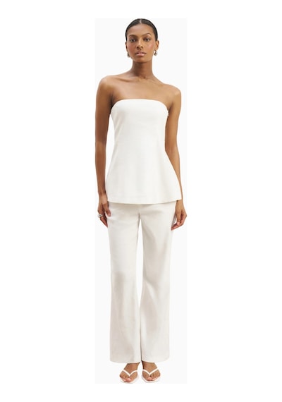 Because Of Alice Strapless Linen A - Line Bodice Kadın Üst Beyaz