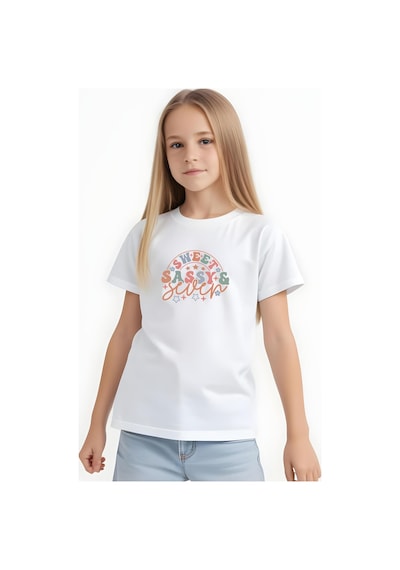 Fyk Kids Kız Çocuk Sweat Sassy Baskılı Tişört Beyaz