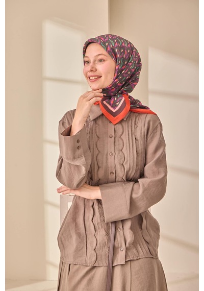 Silk Home Aura Eşarp 140006-07 Mercan, Acı Kahve, Zümrüt Yeşili, Mor