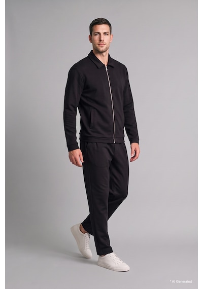 Defacto Regular Fit Polo Yaka Fermuarlı Basic Sweatshirt Hırka H9523ax26wnbk81 Siyah-bk81