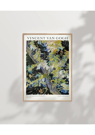 Çerçevesiz Poster Van Gogh Çiçek Açan Akasya Dalları