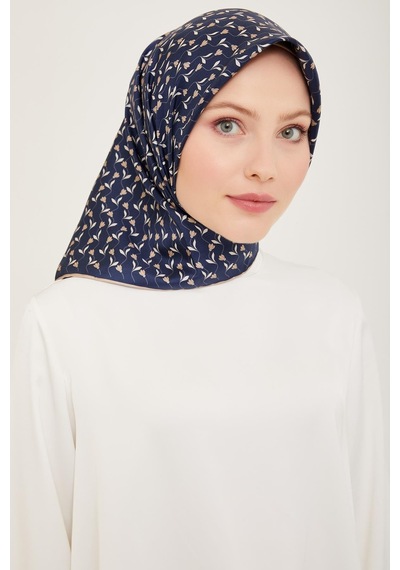 Belli Twill İpek Eşarp - 4001-80 Lacivert Vizon - Lacivert Vizon