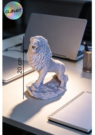 Hediyelik 3 Boyutlu Aslan Figürlü Masa Üstü Biblo Obje 3d Filamet Merger Grisi 1 Adet