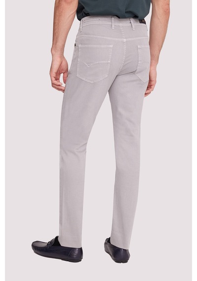 Erkek Gri Slim Fit Üst Cep Kanvas Pantolon