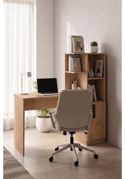Ders Çalışma Masası 90 Cm Kitaplıklı Çalışma Masası Öğrenci Masası Ofis Çalışma Masası Atlantik Çam