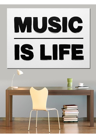 Music Is Life Posteri Dekoratif Kanvas - Mdf Ahşap Tablo