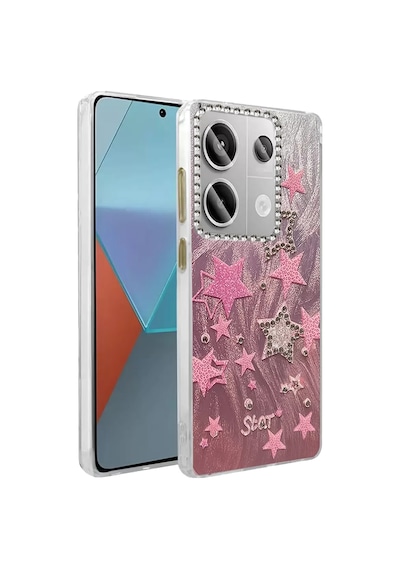 Newface Xiaomi Redmi Note 13 Pro 4g Kılıf Blade Aynalı Desenli Kapak - Desen 7 Pembe