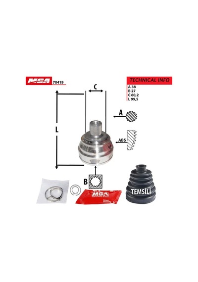 Mga 70419 Dış Aks Kafası-abs Sız Vw Transporter 91-04