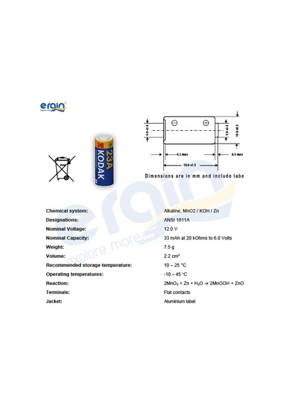Kodak 23a-5 Ultra Alkalin 23a 12v Kumanda Pili, 5 Adet
