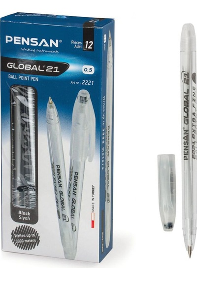 2221 Global Tükenmez Kalem 0,5 Mm Siyah 12 Li Paket Pe02221tksı Çok Renkli