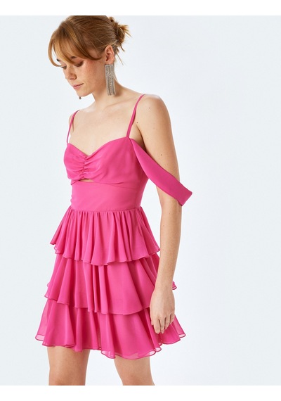 Koton Katlı Volanlı Kısa Kollu Kalp Yaka Mini Elbise Pembe 5sak80042fw Gül Koton Katlı Volanlı Kısa Kollu Kalp Yaka Mini Elbise Pembe 5sak80042fw Gül