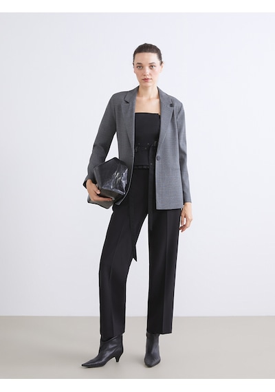 Lcwaıkıkı Classic Gri Ekose Kadın Blazer Ceket
