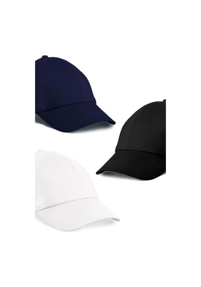 Unisex 3'lü Set Lacivert,beyaz Ve Siyah Renk Beyzbol Şapka - Unisex Beyaz - Lacivert - Siyah