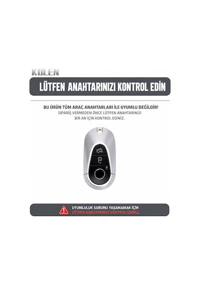 Mercedes Benz C E S C200 C300 W206 W223 S400 S450 S480 S500 Anahtar Kılıfı Beyaz Silver