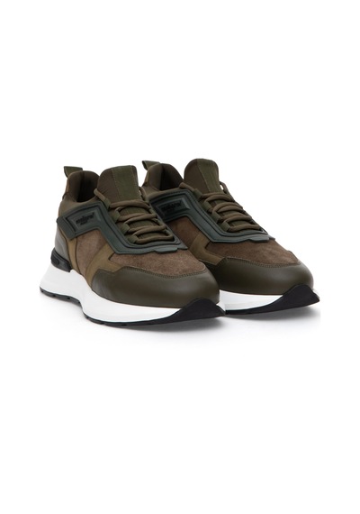 Cacharel Haki %100 Deri Sneaker Ayakkabı Yesıl