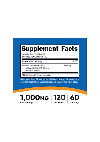 Nutricost Bacopa Monnieri 1000mg, 120 Capsul 60 Servings .tr...