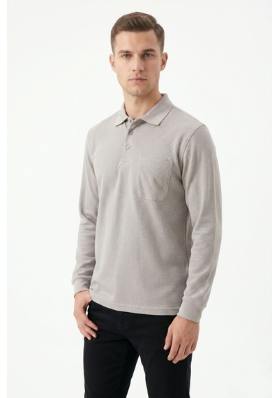 Dynamo Erkek Mevsimlik Polo Yaka Cepli Sweatshirt Bgl-st05366 Taş