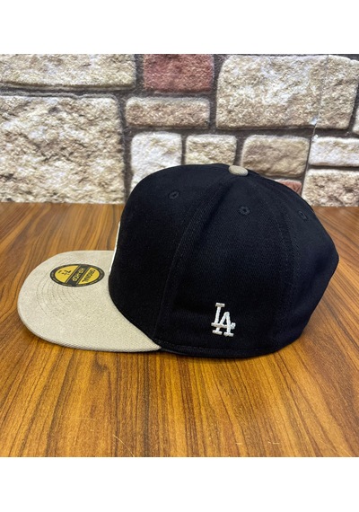 Hamze La Losangeles Nakışlı Hiphop Snapback Rapper Drip Şapka Cap Siyah - Bej