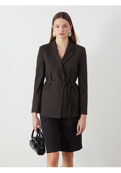 Lcwaıkıkı Classic Kahverengi Çizgili Kadın Blazer Ceket