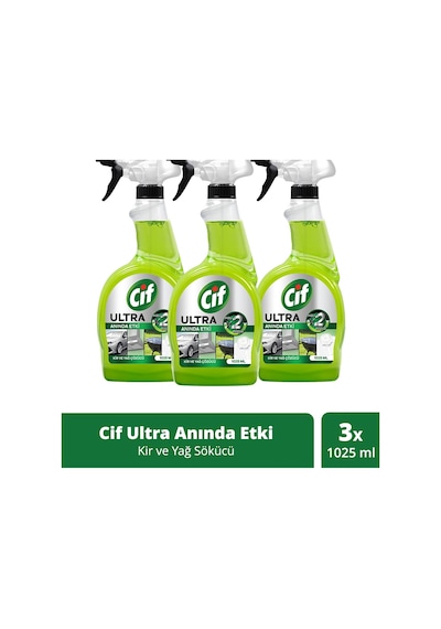 Cif Ultra Anında Etki Kir ve Yağ Çözücü 3 x 1025 ML