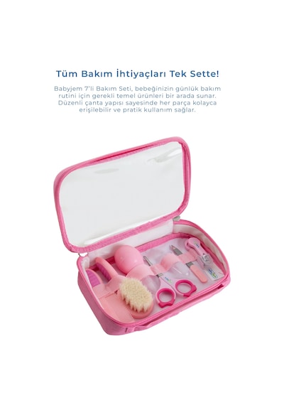 Babyjem Çantalı Bebek Bakım Bakım Seti 7 Parça Pembe