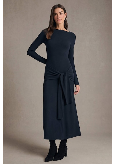 Defacto Bodycon Vücudu Saran Penye Midi Elbise G7878ax26spnv253 Lacivert-nv253