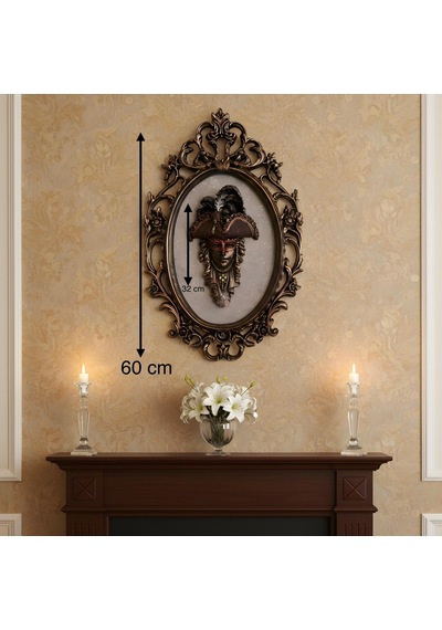 Venezia Oval Çerçeveli Mask Duvar Dekoru