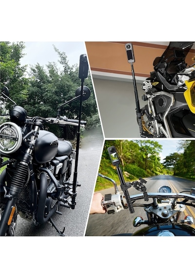 360 Ayarlanabilir Motosiklet Çift Kelepçeli Alüminyum Aksiyon Kamera Bağlantı Aparatı Siyah