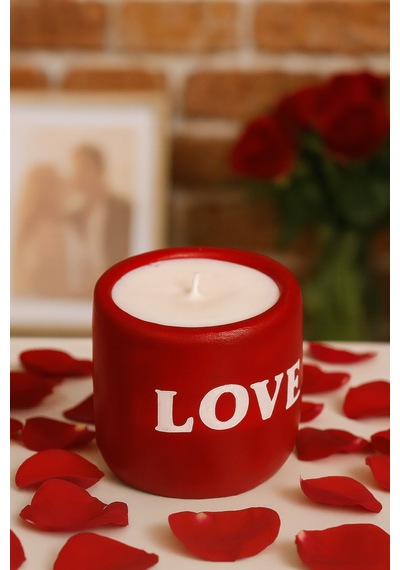 Dekoratif Kokulu Mum Love Kirmızı