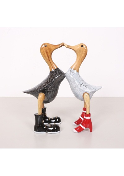 Aşık Ördekler El Oyması Teak Gövde 29x30x11 Cm