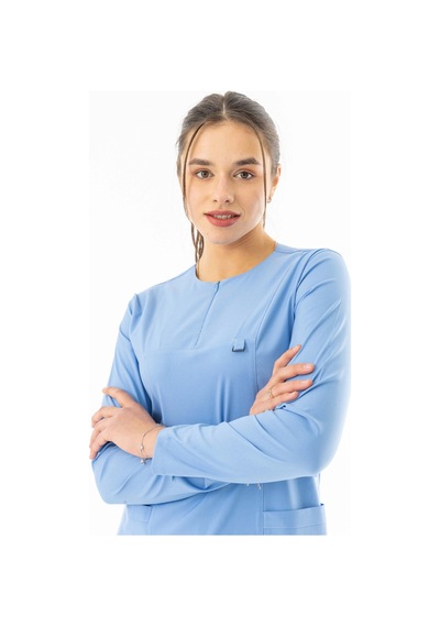 Likra Uzun Kol Doktor Hemşire Forması Açık Mavi Ltst20019 Açık Mavi