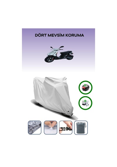 Gri Arka Çanta Ve Kilit Uyumlu Sym Jet 100 Uyumlu Motor Brandası
