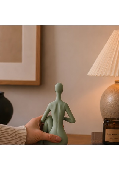Zen Meditasyon Figürlü Dekoratif Biblo - Ada Yeşili