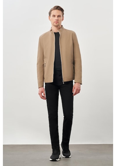 İmza Bej Suni Deri Hakim Yaka Düz Yırtmaçsız Tam Astar Slim Fit Casual Deri Mont 1038245152 Bej