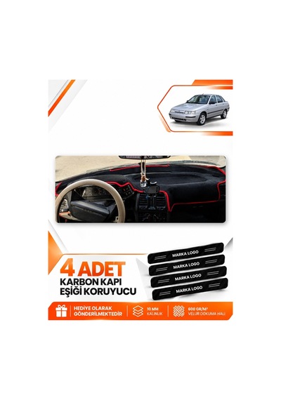 Lada Vega 1995-2007 Uyumlu Ön Torpido Koruma Koruyucu Kılıfı Halısı Örtüsü - Siyah Kırmızı