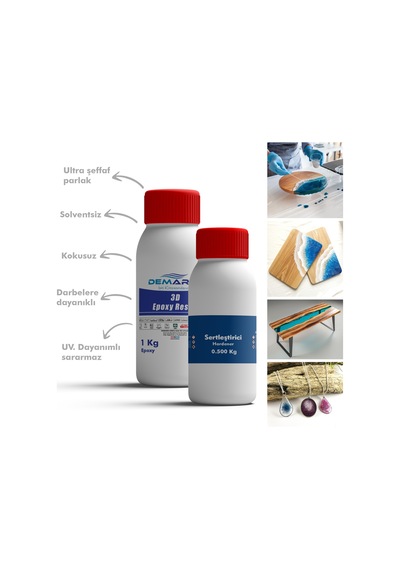 Ultra Şeffaf Döküm Tipi Kristal Clear Epoksi Reçine 1.5 Kg Set