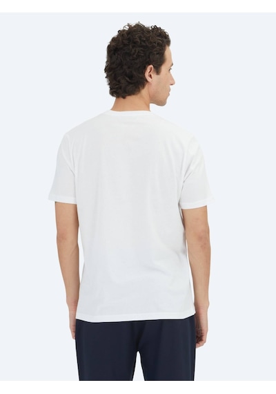 Kip Kırık Beyaz Düz Bisiklet Yaka %100 Pamuk T-shirt Kırık Beyaz