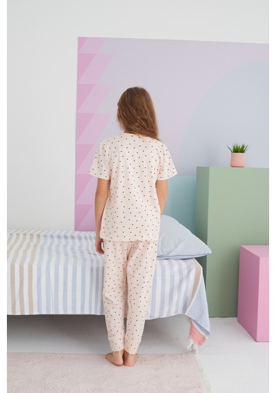 Siyah İnci Pamuklu Örme Pijama Takım 24117046 Çok Renkli