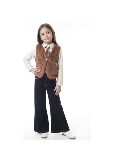 Xo Kids Kız Çocuk Folarlı 3lu Alt Üst Takım 7-14 Yaş 3953-4953 Kahverengi