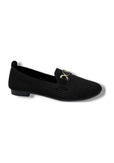 Ceylan Shoes 155-26 Triko V Toka Anatomik Kadın Babet Sıyah