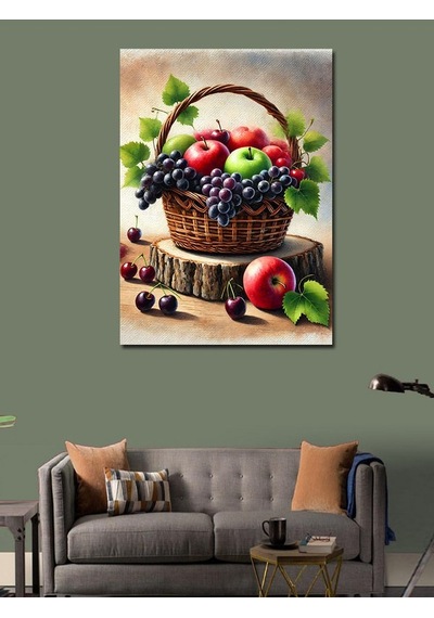 Kanvas Tablo Meyve Sepeti Ve Doğal Huzur 100cmx140cm