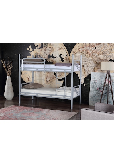 Ranzaci Solid Ranza 90x190 Genç Çocuk Yatak Odası Metal Ranza Gri